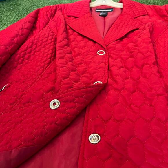 Requirements Red quilted blazer jacket coat with zipper pockets size XL - Picture 4 of 5